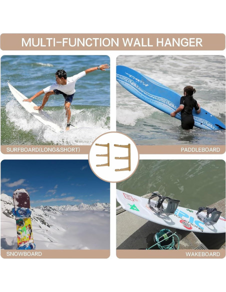 Soporte de Pared LINGVUM para 3 Tablas de Surf de Bambú