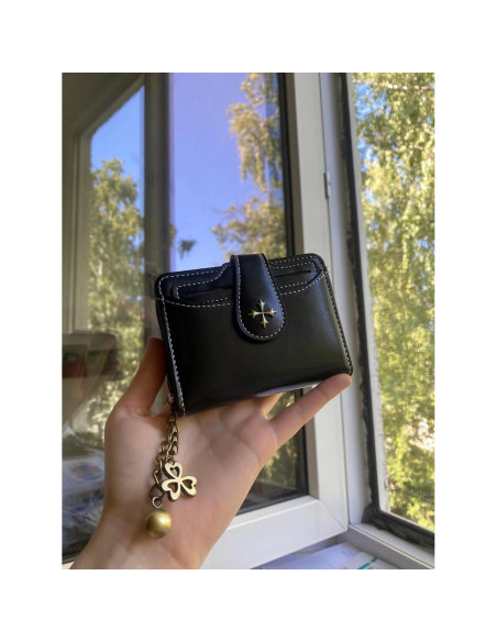 Cartera Bifolding GGOOB Mini de Cuero Negra para Mujeres