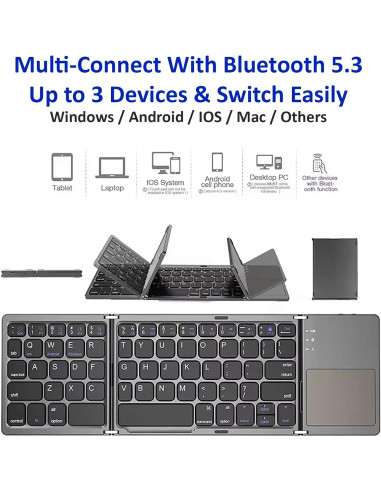 Teclado Inalámbrico Plegable Tek Styz con Touchpad 48h Uso