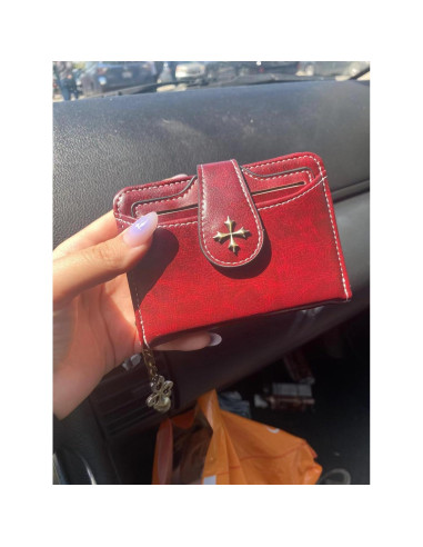 Cartera Bifolding GGOOB Mini de Cuero Negra para Mujeres