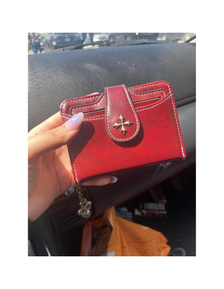 Cartera Bifolding GGOOB Mini de Cuero Negra para Mujeres