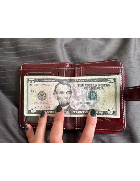 Cartera Bifolding GGOOB Mini de Cuero Negra para Mujeres