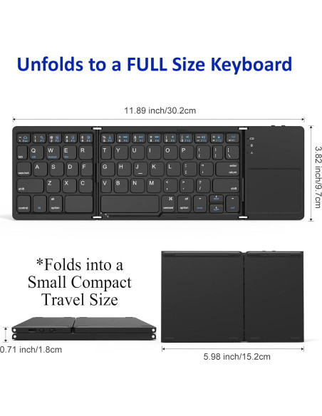 Teclado Inalámbrico Plegable Tek Styz con Touchpad 48h Uso