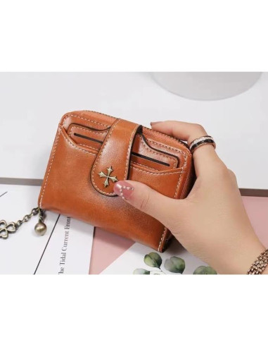 Cartera Bifolding GGOOB Mini de Cuero Negra para Mujeres