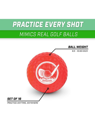 Pelotas de Golf de Espuma GoSports 16 Unidades para Entrenamiento