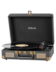 Tocadiscos portátil JORLAI T316 Bluetooth 3 velocidades negro