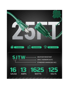 Cable de Extensión Exterior Dewenwils 7.62m 3 Enchufes Seguridad 2