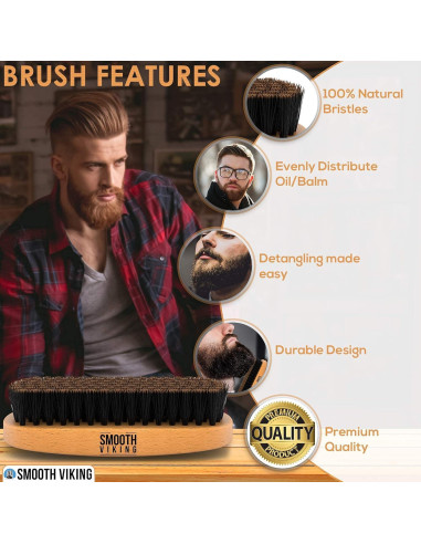 Juego de Cepillo para Barba Smooth Viking - Cerdas de Jabalí