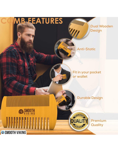 Juego de Cepillo para Barba Smooth Viking - Cerdas de Jabalí