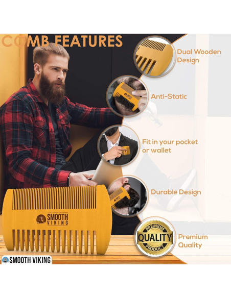 Juego de Cepillo para Barba Smooth Viking - Cerdas de Jabalí