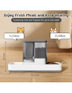 Dispensador Automático de Comida y Agua GearRoot 2 en 1 Gris 2