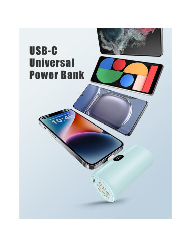 Banco de Poder Mini 5000mAh QECVEC Cargador Rápido 20W Azul