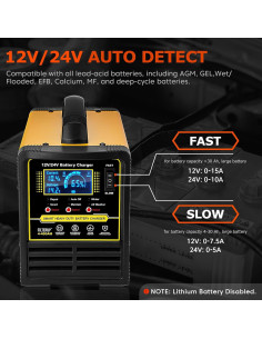 Cargador de Batería FILTERUP 12V 24V 0-15A Automático 2