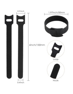 120 Bridas Reutilizables Mvyc 15,24 cm Organizador de Cables 2