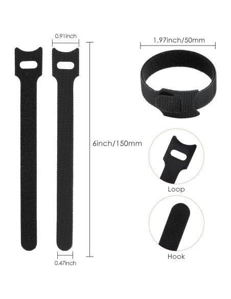 120 Bridas Reutilizables Mvyc 15,24 cm Organizador de Cables