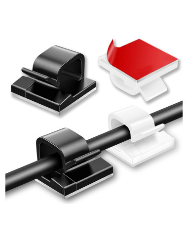 100 Clips de Cable Adhesivos Suoundey para Oficina y Hogar