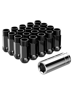 Tuercas de Llantas YIZBAP M12x1.5 50mm 20 Piezas Negras