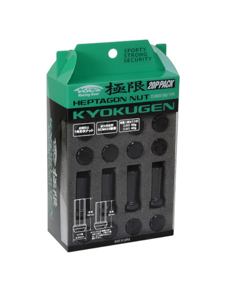 Tuerca de Llanta Kics WHPF3BL42 Heptágono Negra 42mm