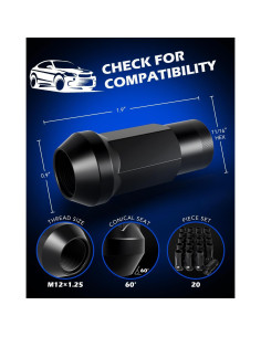 Tuercas de Rueda Orion Motor Tech M12x1.25 Juego de 20 2