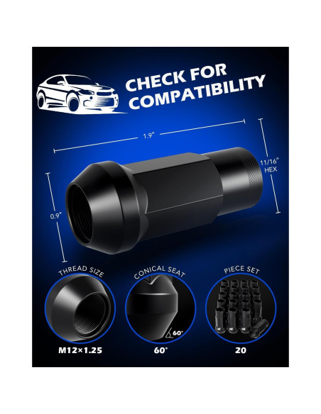 Tuercas de Rueda Orion Motor Tech M12x1.25 Juego de 20