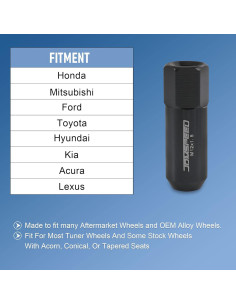 Tuercas de Aluminio JDMSPEED 60mm M12x1.5 20 Pcs Negras 2