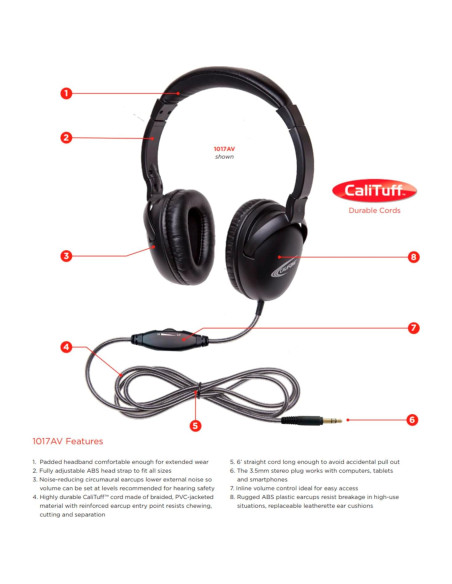 Auricular Califone NeoTech Plus 1017AV 3.5mm Negro