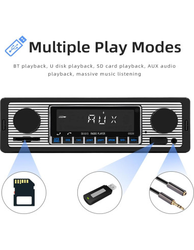 Radio de Coche Dirkoercy SWM5513 Bluetooth FM USB AUX