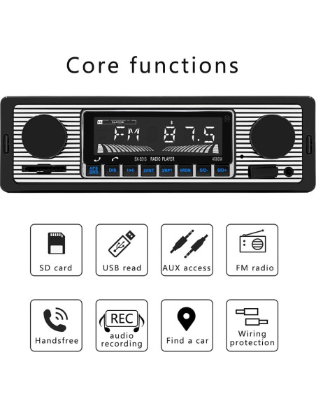 Radio de Coche Dirkoercy SWM5513 Bluetooth FM USB AUX