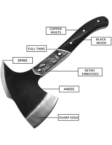 Hacha de Camping FU-GLBY Retro 30.48 cm Mango Madera