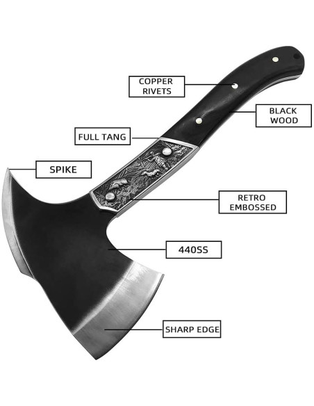 Hacha de Camping FU-GLBY Retro 30.48 cm Mango Madera