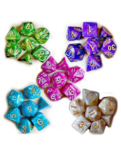 Juego de Dados D&D AORZOV 5 Sets de 7 Piezas Colores