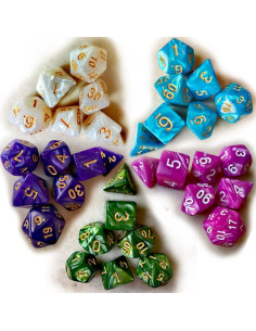 Juego de Dados D&D AORZOV 5 Sets de 7 Piezas Colores 2