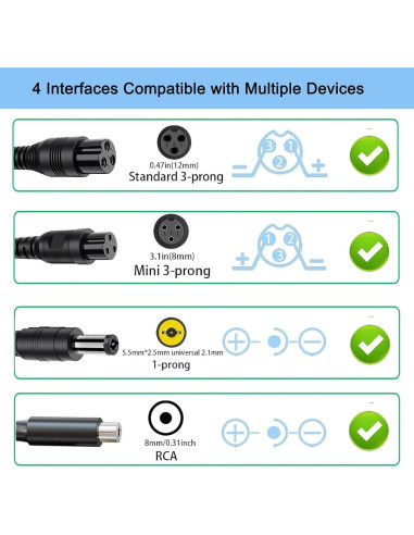Cargador Rápido 42V 2A Universal para Scooter Eléctrico