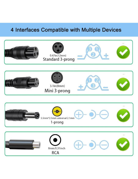 Cargador Rápido 42V 2A Universal para Scooter Eléctrico