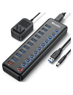 Hub USB 3.0 Alimentado Wenter 11 Puertos con Carga Rápida