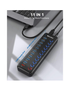 Hub USB 3.0 Alimentado Wenter 11 Puertos con Carga Rápida 2