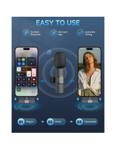Paquete de 2 Micrófonos Lavalier Inalámbricos K1S para iPhone 2