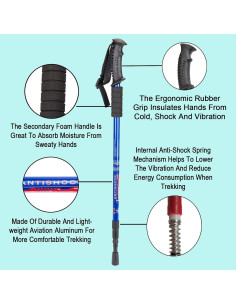 Bastones de Senderismo Aihoye Plegables Antichoque 2 Unidades 2