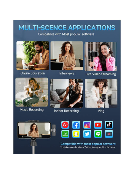 Paquete de 2 Micrófonos Lavalier Inalámbricos K1S para iPhone