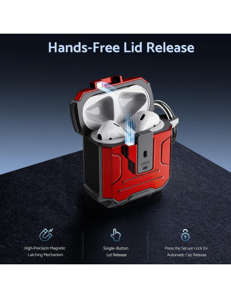 Funda DASFOND Armor para AirPods 1ra/2da Generación - Rojo