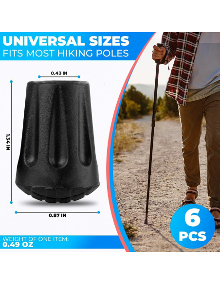 6 Puntas de Goma para Bastones de Senderismo SIMAX SMX-12