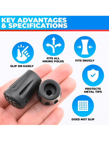 6 Puntas de Goma para Bastones de Senderismo SIMAX SMX-12