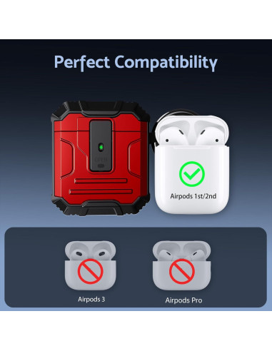Funda DASFOND Armor para AirPods 1ra/2da Generación - Rojo