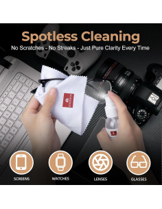 Kit Limpiador de Lentes SmoTecQ - 2 Botellas 59ml y Paños 2