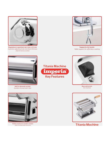Titania Máquina de Pasta Imperia 100% Hecha en Italia