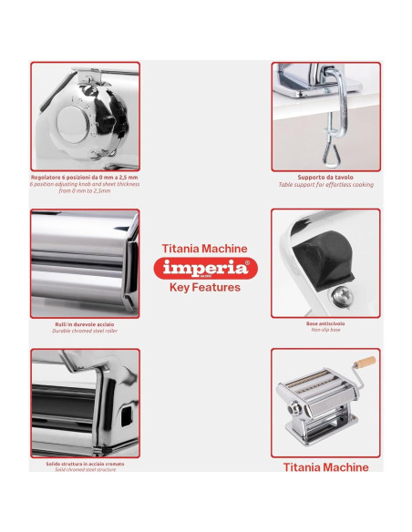 Titania Máquina de Pasta Imperia 100% Hecha en Italia