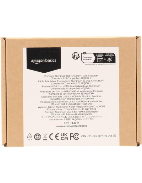 Adaptador USB-C a HDMI Amazon Basics 1.83m 4K 60Hz Negro