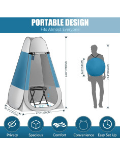 Inodoro Portátil CKE con Carpa de Privacidad Plegable 2