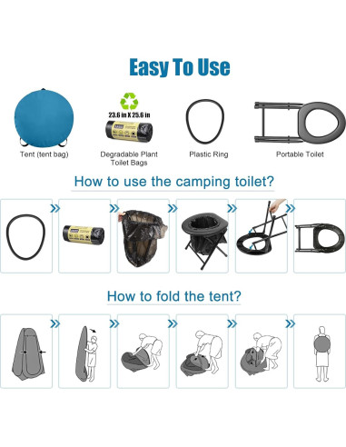 Inodoro Portátil CKE con Carpa de Privacidad Plegable