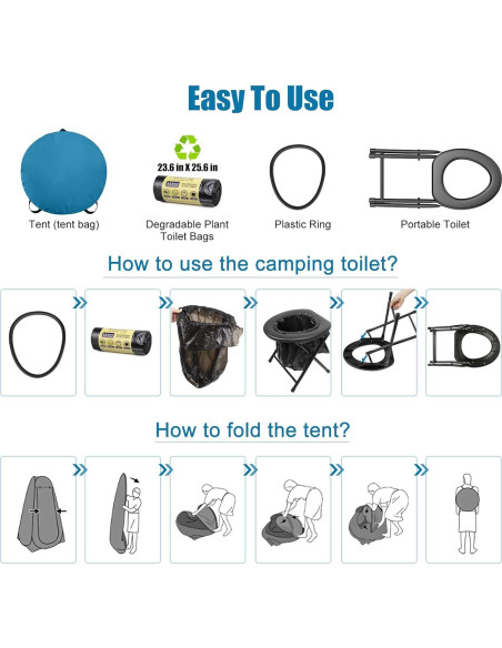 Inodoro Portátil CKE con Carpa de Privacidad Plegable